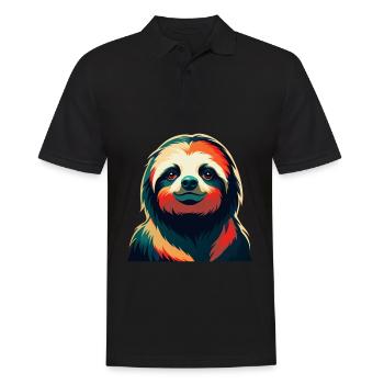 Faultier Cartoon Figur Buntes Haustier Tier - Männer Poloshirt - Schwarz - Vorne - Kai (181cm)