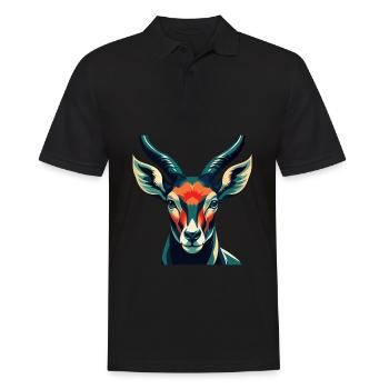 Antilope Zeichentrickfigur Buntes Haustier Tier - Männer Poloshirt - Schwarz - Vorne - Kai (181cm)