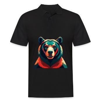 Bär Zeichentrickfigur Buntes Haustier Tier - Männer Poloshirt - Schwarz - Vorne - Kai (181cm)