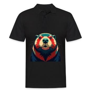 Beaver Cartoon Character Colorful Pet Animal - Men's Polo Shirt - black - Front - Kai (181cm)