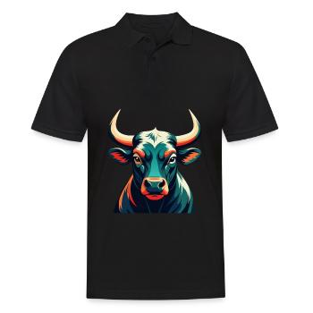 Bull Cartoon Character Colorful Pet Animal - Men's Polo Shirt - black - Front - Kai (181cm)