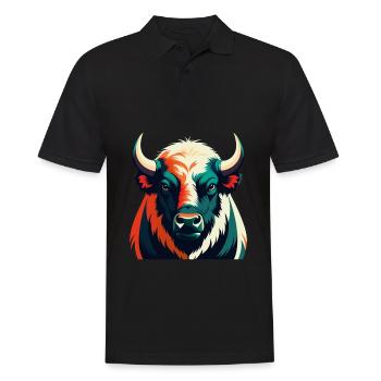 Buffle Dessin Animé Personnage Animal Coloré Animal De Compagnie - Polo Homme - noir - Devant - Kai (181cm)