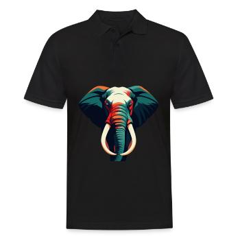 Elephant Cartoon Character Colorful Pet Animal - Men's Polo Shirt - black - Front - Kai (181cm)