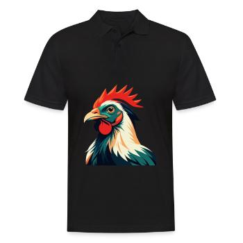 Huhn Cartoon Figur Buntes Haustier Tier - Männer Poloshirt - Schwarz - Vorne - Kai (181cm)