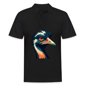 Emu Zeichentrickfigur Buntes Haustier Tier - Männer Poloshirt - Schwarz - Vorne - Kai (181cm)