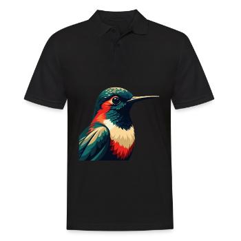 Kolibri Zeichentrickfigur Buntes Haustier Tier - Männer Poloshirt - Schwarz - Vorne - Kai (181cm)