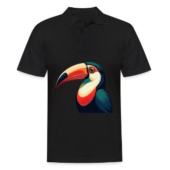 Tukan Zeichentrickfigur Buntes Haustier Tier - Männer Poloshirt - Schwarz - Vorne - Kai (181cm)