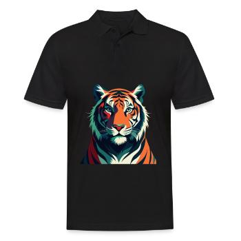Tiger Cartoon Figur Buntes Haustier Tier - Männer Poloshirt - Schwarz - Vorne - Kai (181cm)