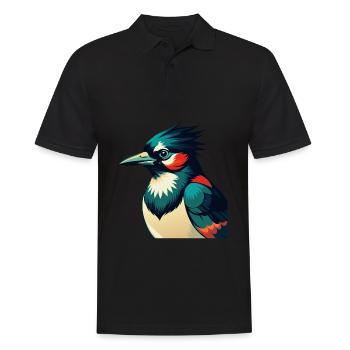 Blauhäher Zeichentrickfigur Buntes Haustier Tier - Männer Poloshirt - Schwarz - Vorne - Kai (181cm)