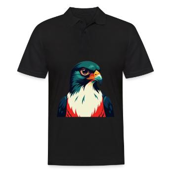 Falke Zeichentrickfigur Buntes Haustier Tier - Männer Poloshirt - Schwarz - Vorne - Kai (181cm)