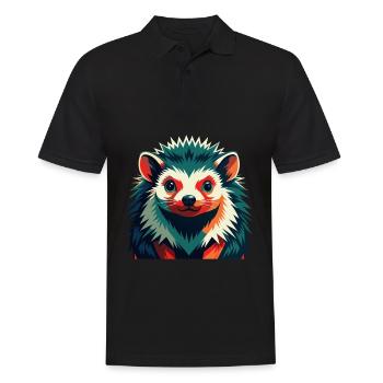 Igel Zeichentrickfigur Buntes Haustier Tier - Männer Poloshirt - Schwarz - Vorne - Kai (181cm)