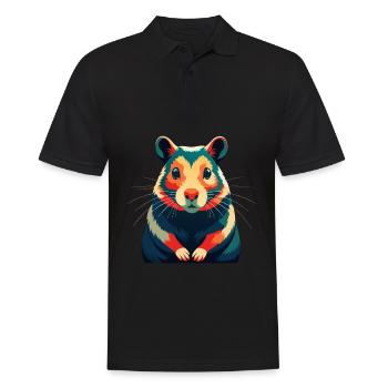 Hamster Cartoon Character Colorful Pet Animal - Men's Polo Shirt - black - Front - Kai (181cm)