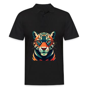 Leopard Cartoon Character Colorful Pet Animal - Men's Polo Shirt - black - Front - Kai (181cm)