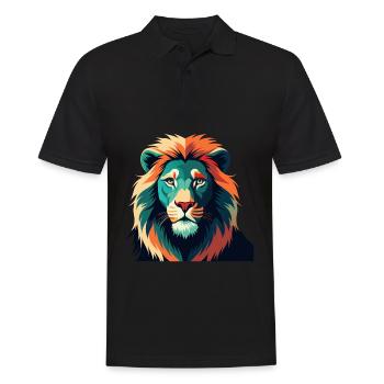 Löwe Zeichentrickfigur Buntes Haustier Tier - Männer Poloshirt - Schwarz - Vorne - Kai (181cm)