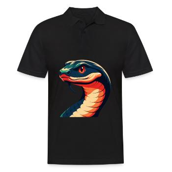 Schlange Cartoon Figur Buntes Haustier Tier - Männer Poloshirt - Schwarz - Vorne - Kai (181cm)
