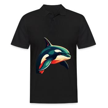 Orca Zeichentrickfigur Buntes Haustier Tier - Männer Poloshirt - Schwarz - Vorne - Kai (181cm)