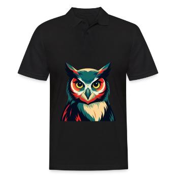 Eule Zeichentrickfigur Buntes Haustier Tier - Männer Poloshirt - Schwarz - Vorne - Kai (181cm)