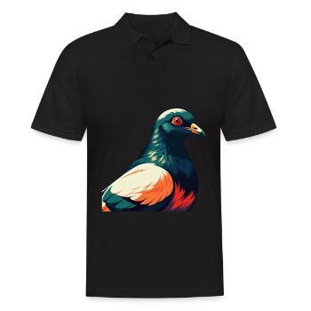 Taube Cartoon Figur Buntes Haustier Tier - Männer Poloshirt - Schwarz - Vorne - Kai (181cm)