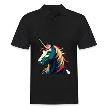 Unicorn Cartoon Character Colorful Pet Animal - Men's Polo Shirt - black - Front - Kai (181cm)