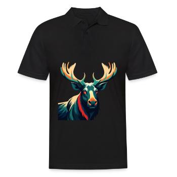 Elch Zeichentrickfigur Buntes Haustier Tier - Männer Poloshirt - Schwarz - Vorne - Kai (181cm)