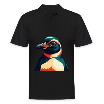 Pinguin Zeichentrickfigur Buntes Haustier Tier - Männer Poloshirt - Schwarz - Vorne - Kai (181cm)