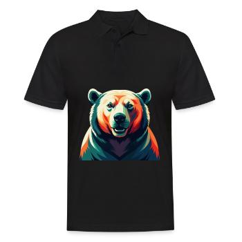 Eisbär Zeichentrickfigur Buntes Haustier Tier - Männer Poloshirt - Schwarz - Vorne - Kai (181cm)