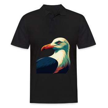 Möwe Zeichentrickfigur Buntes Haustier Tier - Männer Poloshirt - Schwarz - Vorne - Kai (181cm)