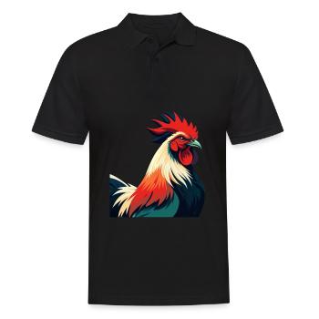 Hahn Cartoon Figur Buntes Haustier Tier - Männer Poloshirt - Schwarz - Vorne - Kai (181cm)