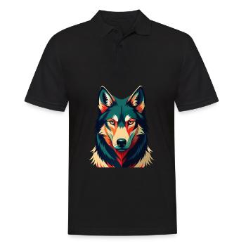 Wolf Cartoon Figur Buntes Haustier Tier - Männer Poloshirt - Schwarz - Vorne - Kai (181cm)