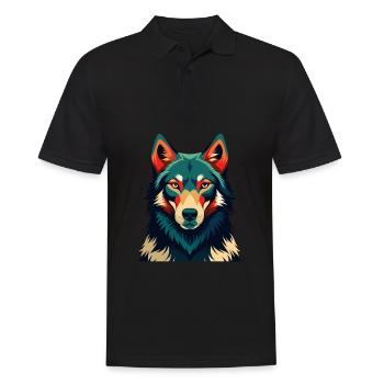 Wolf Cartoon Figur Buntes Haustier Tier - Männer Poloshirt - Schwarz - Vorne - Kai (181cm)