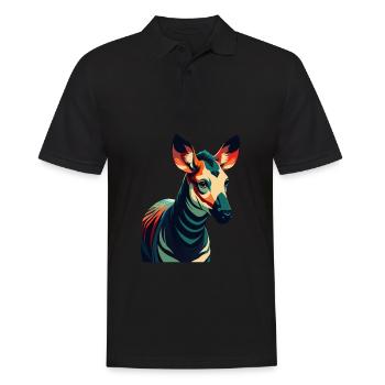 Okapi Zeichentrickfigur Buntes Haustier Tier - Männer Poloshirt - Schwarz - Vorne - Kai (181cm)
