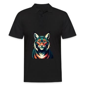 Luchs Zeichentrickfigur Buntes Haustier Tier - Männer Poloshirt - Schwarz - Vorne - Kai (181cm)