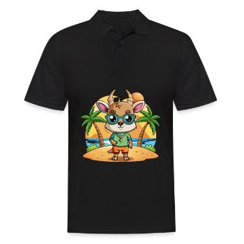 Antilope Lustige Cartoon Sommer Strand Sonnenbrille - Männer Poloshirt - Schwarz - Vorne - Kai (181cm)