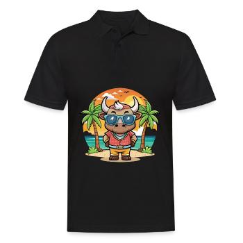 Bull Funny Cartoon Lunettes de soleil de plage d’été - Polo Homme - noir - Devant - Kai (181cm)
