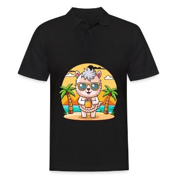 Alpaca Funny Cartoon Summer Beach Sunglasses - Men's Polo Shirt - black - Front - Kai (181cm)