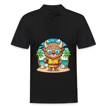 Bison Lustige Cartoon Sommer Strand Sonnenbrille - Männer Poloshirt - Schwarz - Vorne - Kai (181cm)