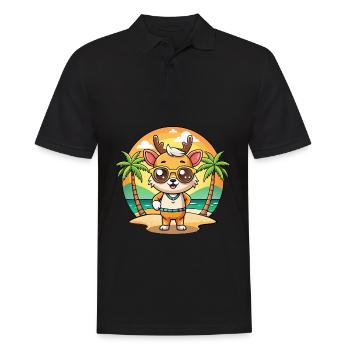 Hirsch Lustige Cartoon Sommer Strand Sonnenbrille - Männer Poloshirt - Schwarz - Vorne - Kai (181cm)