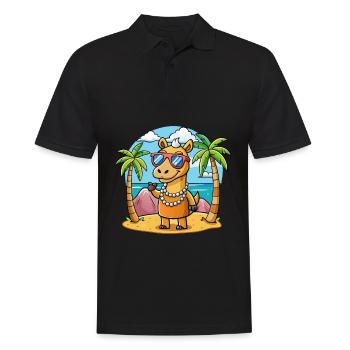 Camel Funny Cartoon Summer Beach Sunglasses - Men's Polo Shirt - black - Front - Kai (181cm)