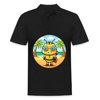 Biene Lustige Cartoon Sommer Strand Sonnenbrille - Männer Poloshirt - Schwarz - Vorne - Kai (181cm)
