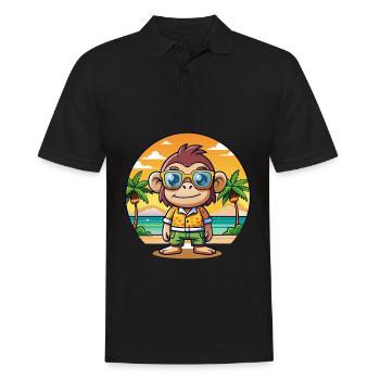 Schimpanse Lustige Cartoon Sommer Strand Sonnenbrille - Männer Poloshirt - Schwarz - Vorne - Kai (181cm)