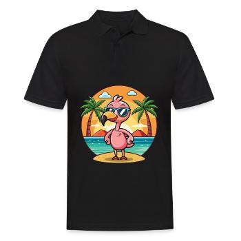 Flamingo Lustige Cartoon Sommer Strand Sonnenbrille - Männer Poloshirt - Schwarz - Vorne - Kai (181cm)