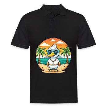 Gans Lustige Cartoon Sommer Strand Sonnenbrille - Männer Poloshirt - Schwarz - Vorne - Kai (181cm)