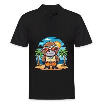 Gorilla Lustige Cartoon Sommer Strand Sonnenbrille - Männer Poloshirt - Schwarz - Vorne - Kai (181cm)