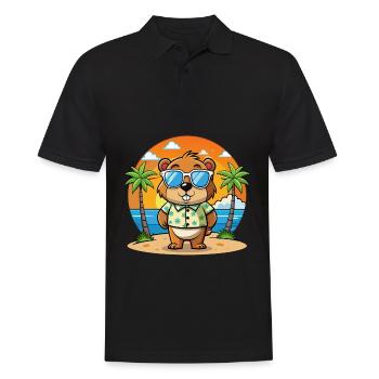 Marmotte Drôle Dessin Animé Plage Été Lunettes de soleil - Polo Homme - noir - Devant - Kai (181cm)