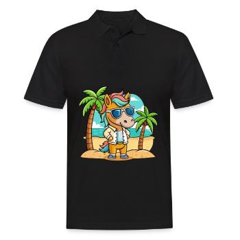 Pferd Lustige Cartoon Sommer Strand Sonnenbrille - Männer Poloshirt - Schwarz - Vorne - Kai (181cm)