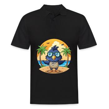 Krähe Lustige Cartoon Sommer Strand Sonnenbrille - Männer Poloshirt - Schwarz - Vorne - Kai (181cm)
