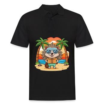 Igel Lustige Cartoon Sommer Strand Sonnenbrille - Männer Poloshirt - Schwarz - Vorne - Kai (181cm)