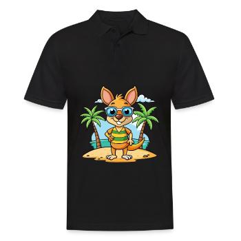 Kangaroo Funny Cartoon Summer Beach Sunglasses - Men's Polo Shirt - black - Front - Kai (181cm)