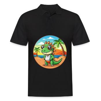 Iguane Lunettes de soleil de plage d’été de dessin animé drôle - Polo Homme - noir - Devant - Kai (181cm)