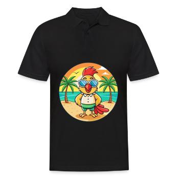 Hahn Lustige Cartoon Sommer Strand Sonnenbrille - Männer Poloshirt - Schwarz - Vorne - Kai (181cm)